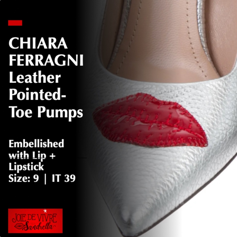 Chiara Ferragni Leather Lip + Lipstick Pumps - Silver + Red - US 9 | IT 39
